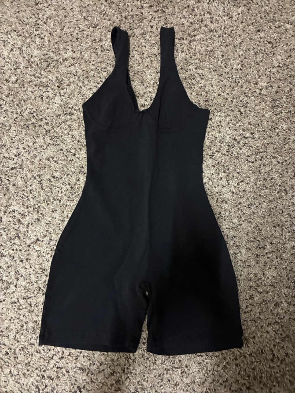 Black Fitted Scoop-Neck Bodysuit Romper